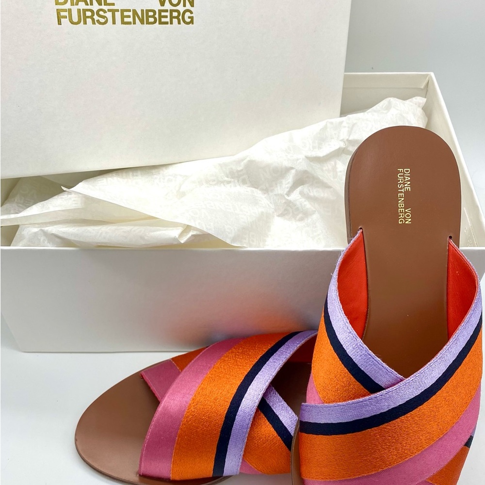 Diane Von Furstenberg Orange and Pink Sandals-New in Box - Picture 4 of 7